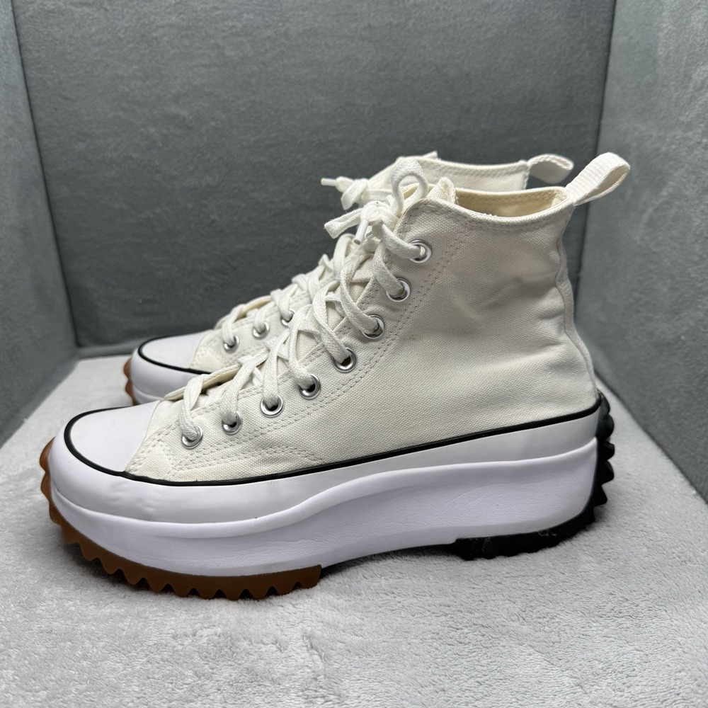 Converse Run Star Hike High Top Womens 9 Egret White Platform Sneakers 166799C